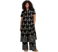 Longbluse SHEEGO, Damen, Gr. 46, schwarz (schwarz, gemustert), 100% Viskose, gemustert, Blusen Longbluse (51273836-46) schwarz, gemustert