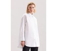 Longbluse SEIDENSTICKER, Damen, Gr. 4XL48, weiß, 100% Baumwolle, unifarben, oversize, ohne Ausschnitt, Blusen Longbluse, 1/1 Kragen Uni (95134619-48) weiß