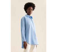 Longbluse SEIDENSTICKER "Schwarze Rose", Damen, Gr. L (40), blau (mittelblau), 100% Baumwolle, unifarben, oversize, ohne Ausschnitt, Langarm, Blusen, Langarm Kragen Uni (84884159-40) mittelblau
