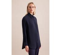 Hemdbluse SEIDENSTICKER, Damen, Gr. L (40), blau (dunkelblau), 100% Polyester, unifarben, oversize, ohne Ausschnitt, Langarm, Blusen, 1/1 Kragen Uni (19303857-40) dunkelblau