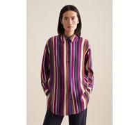 Longbluse SEIDENSTICKER "Schwarze Rose", Damen, Gr. L40, blau (dunkelblau), 100% Viskose, gemustert, oversize, ohne Ausschnitt, Blusen Longbluse, Langarm Kragen Druck (61991947-40) dunkelblau