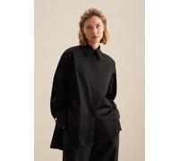 Longbluse SEIDENSTICKER "Schwarze Rose", Damen, Gr. S (36), schwarz, 100% Baumwolle, unifarben, oversize, ohne Ausschnitt, Blusen Longbluse, Langarm Kragen Uni (47206907-36) schwarz