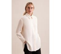 Longbluse SEIDENSTICKER "Schwarze Rose", Damen, Gr. S (36), beige (ecru), 100% Polyester, unifarben, oversize, ohne Ausschnitt, Langarm, Blusen, Langarm Kragen Uni (11055515-36) ecru