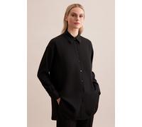 Longbluse SEIDENSTICKER "Schwarze Rose", Damen, Gr. XL (42), schwarz, 100% Polyester, unifarben, oversize, ohne Ausschnitt, Blusen, Langarm Kragen Uni (78893517-42) schwarz