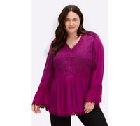Longbluse SHEEGO BY JOE BROWNS, Damen, Gr. 42, magenta, 100% Viskose, Spitze:100% Baumwolle, unifarben, V-Ausschnitt, Blusen Longbluse (62148938-42) magenta