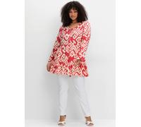 Longbluse SHEEGO BY JOE BROWNS, Damen, Gr. 44, hummer, gemustert, 100% Viskose, gemustert, V-Ausschnitt, Blusen Longbluse (66655364-44) hummer, gemustert
