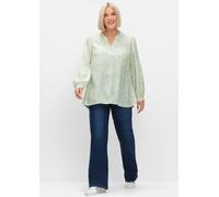 Longbluse SHEEGO, Damen, Gr. 40, beige (champagner, gemustert), 100% Viskose, bedruckt, geblümt, gemustert, V-Ausschnitt, Blusen Longbluse (66467233-40) champagner, gemustert