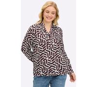 Longbluse SHEEGO, Damen, Gr. 40, schwarz, ecru, bedruckt, 100% Viskose, bedruckt, gemustert, mehrfarbig, V-Ausschnitt, Blusen Longbluse (70706020-40) schwarz, ecru, bedruckt