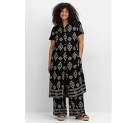 Longbluse SHEEGO, Damen, Gr. 40, schwarz (schwarz, gemustert), 100% Viskose, gemustert, Blusen Longbluse (51273836-40) schwarz, gemustert