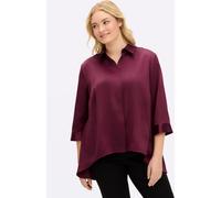 Longbluse SHEEGO, Damen, Gr. 42, lila (bordeaux), 100% Polyester, unifarben, V-Ausschnitt, Blusen Longbluse (36774958-42) bordeaux
