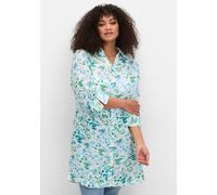 Longbluse SHEEGO, Damen, Gr. 44, beige (ecru, gemustert), 100% Baumwolle, bedruckt, geblümt, gemustert, mehrfarbig, Blusen Longbluse (98979903-44) ecru, gemustert