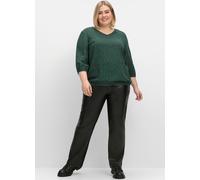 Longbluse SHEEGO, Damen, Gr. 44, grün (tiefgrün, gemustert), 100% Viskose, gemustert, mehrfarbig, V-Ausschnitt, Blusen Longbluse (49838314-44) tiefgrün, gemustert