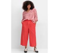 Longbluse SHEEGO, Damen, Gr. 44, orange (hummer, gemustert), 100% Viskose, gemustert, V-Ausschnitt, Blusen Longbluse (43453907-44) hummer, gemustert