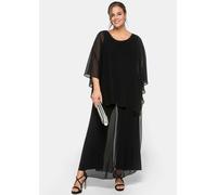 Longbluse SHEEGO, Damen, Gr. 44, schwarz, 100% Polyester, unifarben, Rundhals, Blusen Longbluse (73072721-44) schwarz