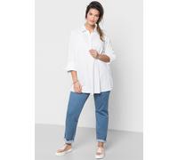 Longbluse SHEEGO, Damen, Gr. 44, weiß, 70% Baumwolle, 27% Polyamid, 3% Elasthan, unifarben, Blusen Longbluse (71840005-44) weiß