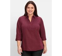 Longbluse SHEEGO, Damen, Gr. 46, rot (weinrot, gemustert), 100% Viskose, bedruckt, gemustert, mehrfarbig, V-Ausschnitt, Blusen Longbluse (29418735-46) weinrot, gemustert