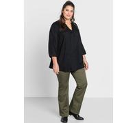 Longbluse SHEEGO, Damen, Gr. 46, schwarz, 100% Viskose, unifarben, Rundhals, Blusen Longbluse (31821203-46) schwarz
