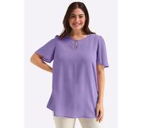 Longbluse SHEEGO, Damen, Gr. 48, lila (lavendel), 100% Polyester, unifarben, Rundhals, Blusen Longbluse (64677745-48) lavendel