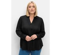 Longbluse SHEEGO, Damen, Gr. 48, schwarz, 100% Viskose, unifarben, V-Ausschnitt, Blusen Longbluse (57209713-48) schwarz