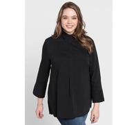 Longbluse SHEEGO, Damen, Gr. 48, schwarz, 70% Baumwolle, 27% Polyamid, 3% Elasthan, unifarben, Blusen Longbluse (65576239-48) schwarz
