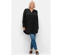 Longbluse SHEEGO, Damen, Gr. 48, schwarz, 86% Modal, 14% Polyester, unifarben, V-Ausschnitt, Blusen Longbluse (70212537-48) schwarz