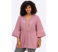 Longbluse SHEEGO, Damen, Gr. 50, altrosa, 100% Baumwolle, unifarben, V-Ausschnitt, Blusen Longbluse (49327008-50) altrosa