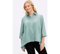 Longbluse SHEEGO, Damen, Gr. 50, kalkmint, 100% Polyester, unifarben, V-Ausschnitt, Blusen Longbluse (82111909-50) kalkmint