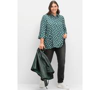 Longbluse SHEEGO, Damen, Gr. 50, grün (tiefgrün, gemustert), 100% Lyocell TENCEL™, gemustert, Blusen Longbluse (44002637-50) tiefgrün, gemustert