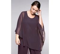 Longbluse SHEEGO, Damen, Gr. 50, lila (aubergine), 100% Polyester, unifarben, Rundhals, Blusen Longbluse (43625569-50) aubergine