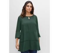 Longbluse SHEEGO, Damen, Gr. 50, moos, 100% Viskose, unifarben, Rundhals, Blusen Longbluse (99885667-50) moos