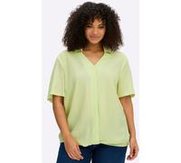 Longbluse SHEEGO, Damen, Gr. 50, pistazie, 85% Viskose, 15% Polyamid, unifarben, V-Ausschnitt, Blusen Longbluse (83873915-50) pistazie