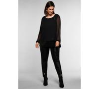 Tunika 2-in-1 Optik, mit Pailletten am Saum, aus Chiffon, schwarz, Gr.50