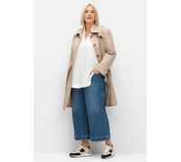 Longbluse SHEEGO, Damen, Gr. 52, beige (ecru), 100% Viskose, unifarben, V-Ausschnitt, Blusen Longbluse (59576038-52) ecru