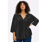 Longbluse SHEEGO, Damen, Gr. 52, schwarz, 100% Viskose, unifarben, Rundhals, Blusen Longbluse (63233647-52) schwarz