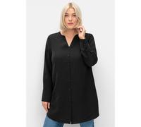 Longbluse SHEEGO, Damen, Gr. 52, schwarz, 86% Modal, 14% Polyester, unifarben, V-Ausschnitt, Blusen Longbluse (70212537-52) schwarz