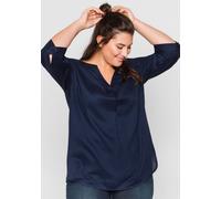Longbluse SHEEGO, Damen, Gr. 54, blau (marine), 100% Viskose, unifarben, Rundhals, Blusen Longbluse (62577863-54) marine