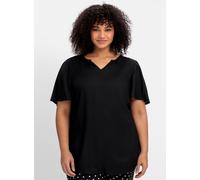 Longbluse SHEEGO, Damen, Gr. 56, schwarz, 100% Viskose, unifarben, Rundhals, Kurzarm, Blusen (12283852-56) schwarz