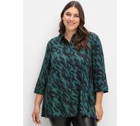 Longbluse SHEEGO, Damen, Gr. 56, schwarz (schwarz, gemustert), 100% Lyocell TENCEL™, gemustert, Blusen Longbluse (30897756-56) schwarz, gemustert