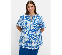 Sheego Tunika mit Blütenprint 58 ecru-gemustert