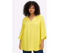 Longbluse SHEEGO, Damen, Gr. 58, gelb (limone), 100% Viskose, unifarben, V-Ausschnitt, Blusen Longbluse (57045132-58) limone