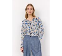 Longbluse SOYACONCEPT "SC-FELICITY AOP 498", Damen, Gr. S, blau (air blau combi), Web, Obermaterial: 50% Baumwolle, 50% Viskose, gemustert, regular fit normal, Blusen Longbluse (84034234-S)