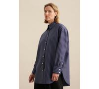 Longbluse SEIDENSTICKER "Schwarze Rose", Damen, Gr. S (36), blau (dunkelblau), 89% Viskose 11% Polyester, gestreift, oversize, ohne Ausschnitt, Langarm, Blusen, Langarm Kragen Streifen (93226629-36) d