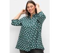 Longbluse SHEEGO, Damen, Gr. 48, grün (tiefgrün, gemustert), 100% Lyocell TENCEL™, gemustert, Blusen Longbluse (44002637-48) tiefgrün, gemustert
