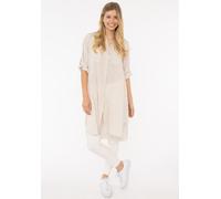 Longbluse ZWILLINGSHERZ ""Kida"", Damen, beige (hellbeige), Web, Obermaterial: 100% Baumwolle, gestreift, comfort fit lang, V-Ausschnitt, Krempelärmel 1-Knopf-Manschette, Blusen Longbluse, One Size, S