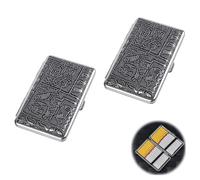 LONGHAO 2 pcs Zigarettenetui Slim Zigarettenbox Leder Metall Zigarettenbox Leder Metall Cigarette Case,Zigarettenetui Klein,für 20 Slim Zigaretten Oder 14 Normal Zigaretten,für Männer Frauen (#1)
