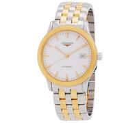 Longines Flaggschiff-Automatikuhr, weißes Zifferblatt, zweifarbig, Uni, L4.984.3.22.7, Classic
