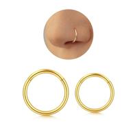 Longita 2 Stück Nasenpiercing Ring Gold 1.0mm 18G - 316L Edelstahl Clicker 11mm Nasenring - Nahtlose Präsenz Piercing für Septum Helix Tragus Conch Lippe Knorpel Segmentring Set Damen Herren
