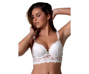 Longline-BH AFTER EDEN "Morgan", Damen, Gr. 80, Cup C, weiß, Spitze, Obermaterial: 74% Nylon, 13% Elasthan, 13% sonstige Fasern, BHs, mit Schale, mit Bügel, mit Spitze, breite Träger, feminin, elegant