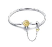 LONGLUCK Armkette Damen Silber 925 Schlange Kette Libellen und vierblättriges KleeblattAnhänger Beads Charm Armband mit 5A Cubic Zirconia für Frauen Geschenk für Sie