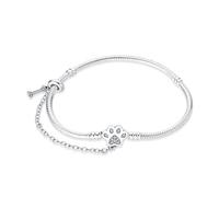 LONGLUCK Armkette Damen Silber 925 Schlange Kette Libellen und vierblättriges KleeblattAnhänger Beads Charm Armband mit 5A Cubic Zirconia für Frauen Geschenk für Sie